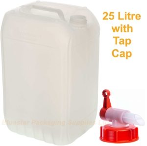 25 Litre Natural Stackable Plastic Jerry Can with Tap Cap